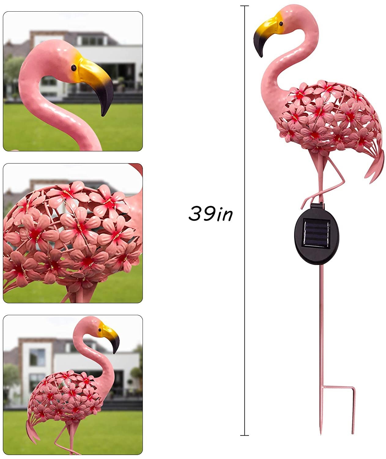 Lasmuigh faoi stiúir Miotal Flamingo Uiscedhíonach, Soilse Geallta Gréine (ESG17906)